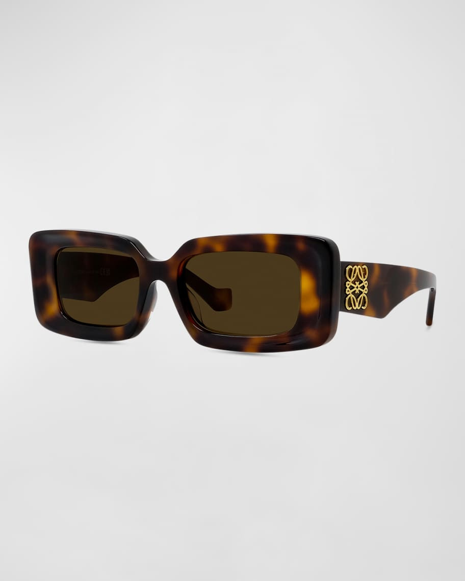 Loewe Havana Anagram Rectangle Acetate Sunglasses | Neiman Marcus
