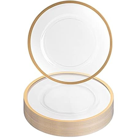 Lyellfe Set of 6 Clear Charger Plates, Premium Quality Plastic Table Chargers, 13 Inch Charger Servi | Amazon (US)