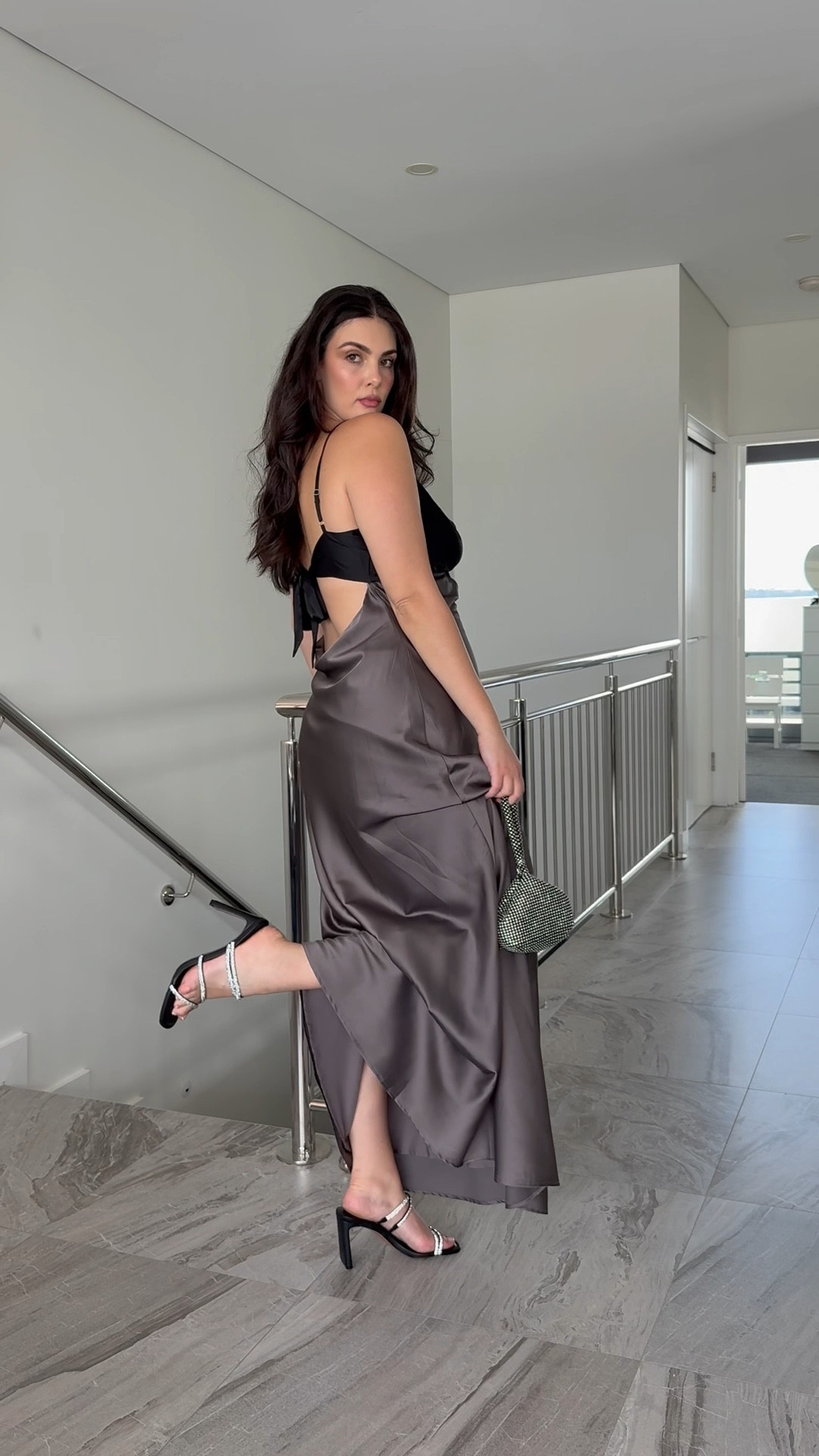 New silky satin maxi dress metallic & black paired with diamanté black heels perfect for girls night 🖤🪩

#LTKcurves #LTKmidsize #LTKdresses