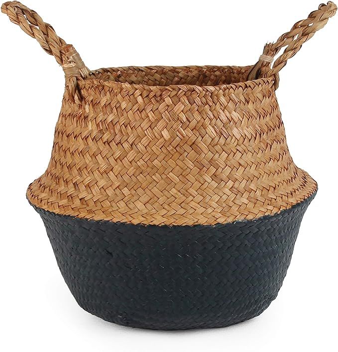 BlueMake Woven Seagrass Belly Basket for Storage, Laundry, Picnic, Plant Pot Cover, and Grocery a... | Amazon (US)