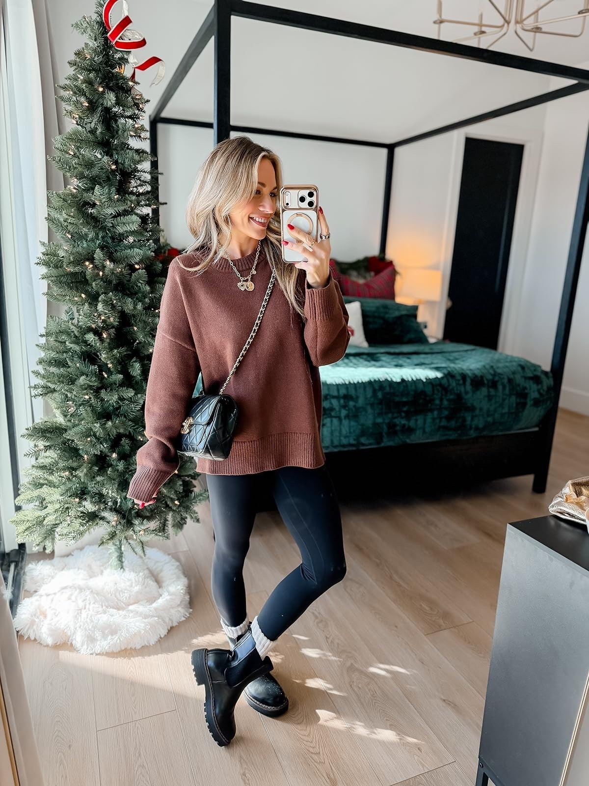 Amazon casual outfit. Wearing a small and the sweater and an extra small petite in the leggings. The boots run true to size and are so comfy to walk in! 

#LTKootd #LTKPetite #LTKSeasonal