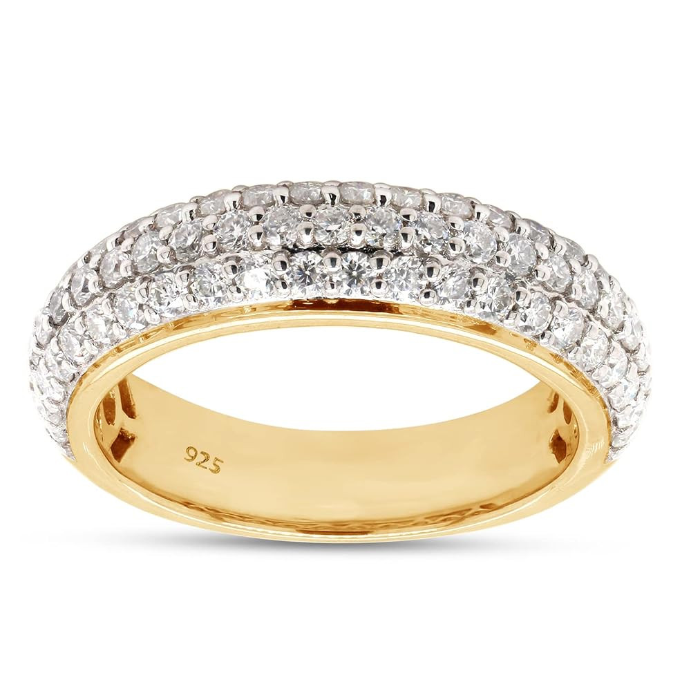 1.00 Carat Round Lab Created Moissanite & Lab Grown Diamond 3 Row Eternity Wedding Band Ring For ... | Amazon (US)