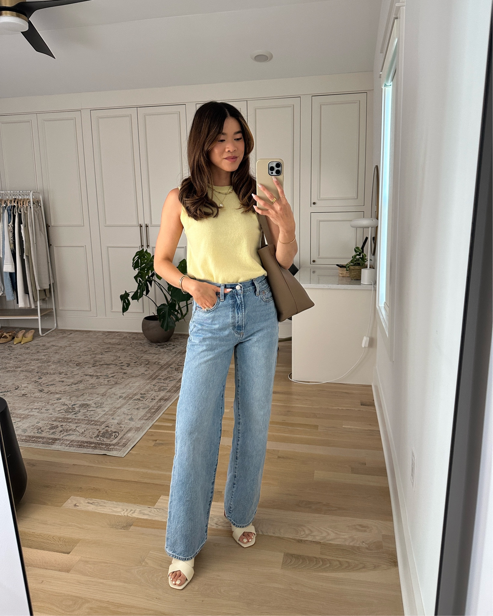 Sizing info:
•Yellow tank size 2XS in Lemonade •Wide leg medium wash jeans size 24 7 yrs bleu taboo 

petite fashion, get dressed with me, outfit inspiration, ootd, nashville outfit, Nashville influencer, petite style, vacation style, casual outfits, mom style, petite pants, spring outfits, spring outfit info, spring pants, spring outfit idea, spring top, spring bag, spring tank, spring shoes, summer pants, petite pants, cropped pants, aritzia pants, aritzia jeans, spring jeans, summer jeans, jeans, petite jeans,  
@Aritzia 
 

#LTKPetite #LTKootd #LTKmomlife