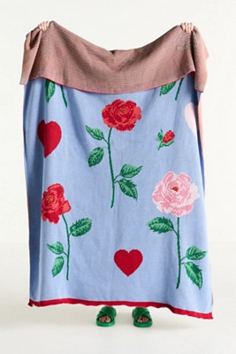 Cotton Sweater Knit Floral Throw Blanket | Anthropologie (US)