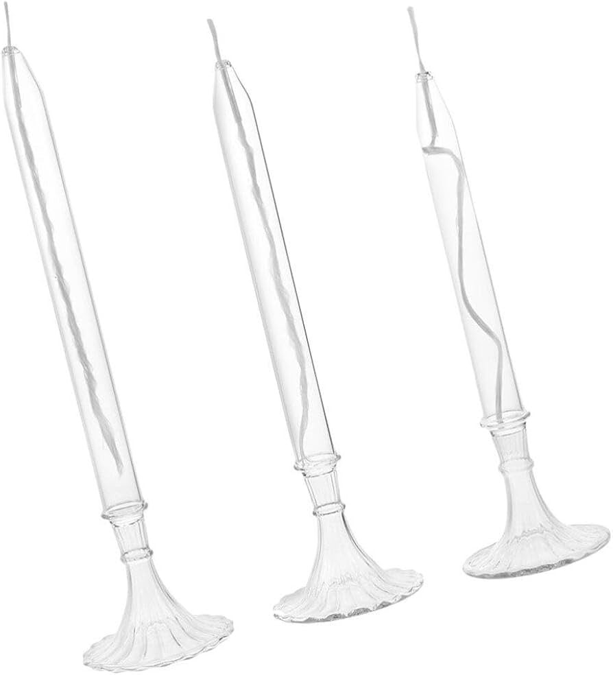 3pcs Glass Candle Oil Lamp Glass Taper Candle Holders Refillable Oil Candles Candlestick Holder M... | Amazon (US)