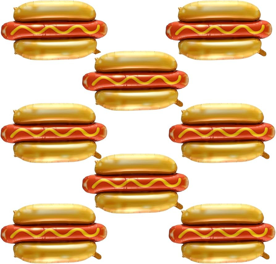 8Pcs Hot Dog Hamburger Helium Foil Balloons-Fast Food Snacks Picnic Burger BBQ themed Balloons pa... | Amazon (US)