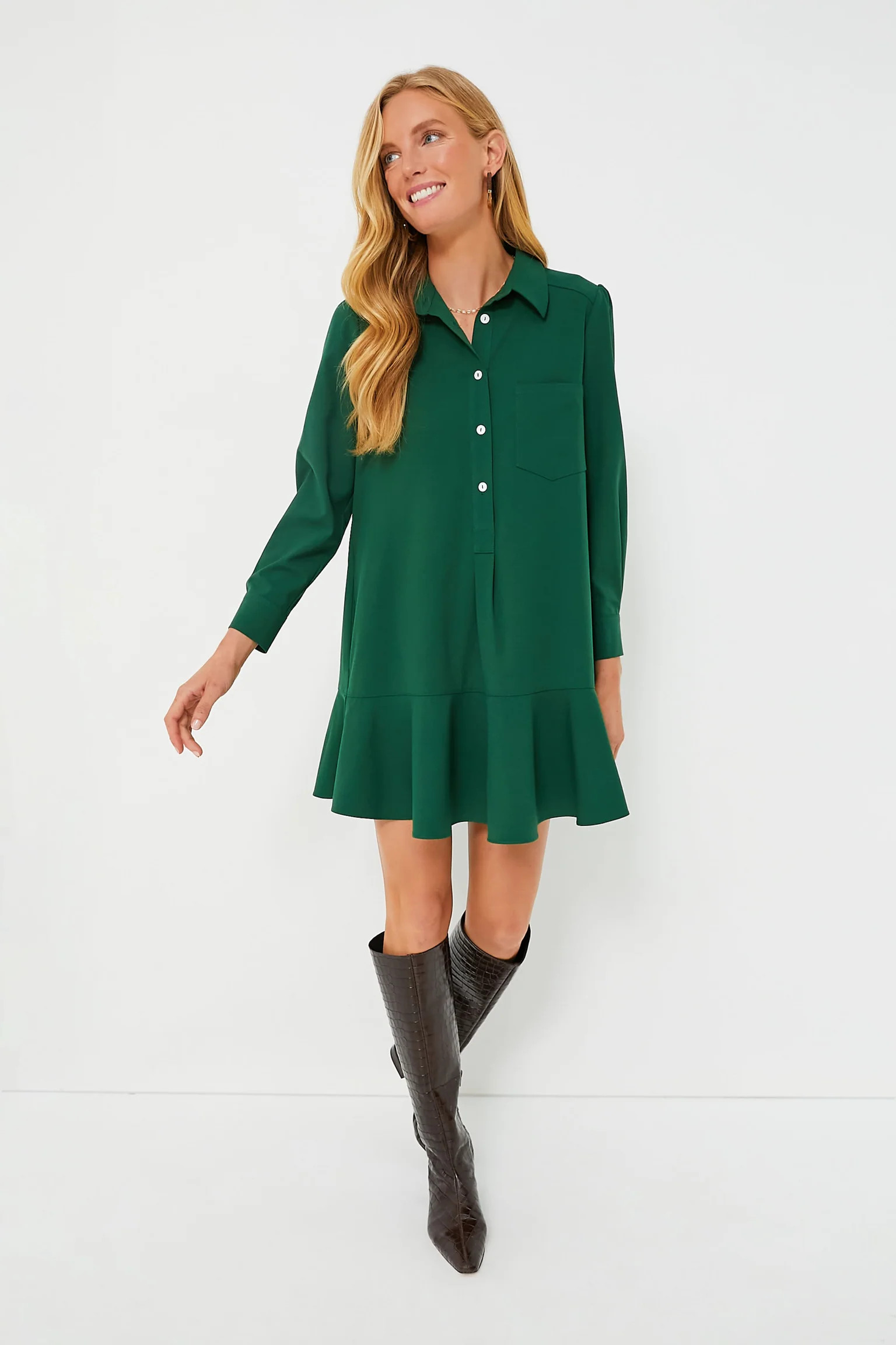 Hunter Green Crepe Callahan Dress | Tuckernuck (US)