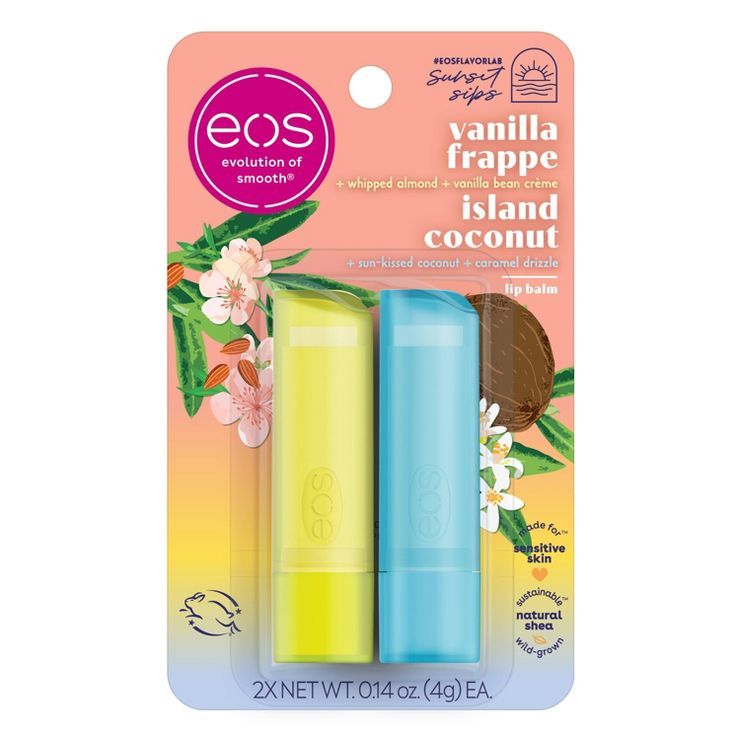 eos Lip Balm Sticks - Island Coconut Colada + Vanilla Frappe - 2pk | Target