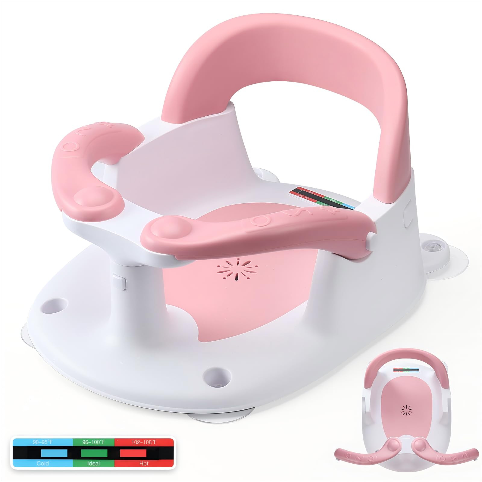 Baby Bath Seat for Babies Sitting Up with Temperature Alert+Soft Cushion+Suction Cup,Infant Bath ... | Amazon (US)