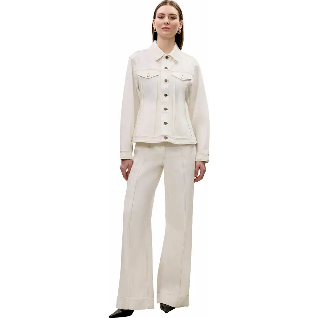 Rebecca Taylor Cora Denim Jacket in Eggshell Wash at Nordstrom, Size Small | Nordstrom