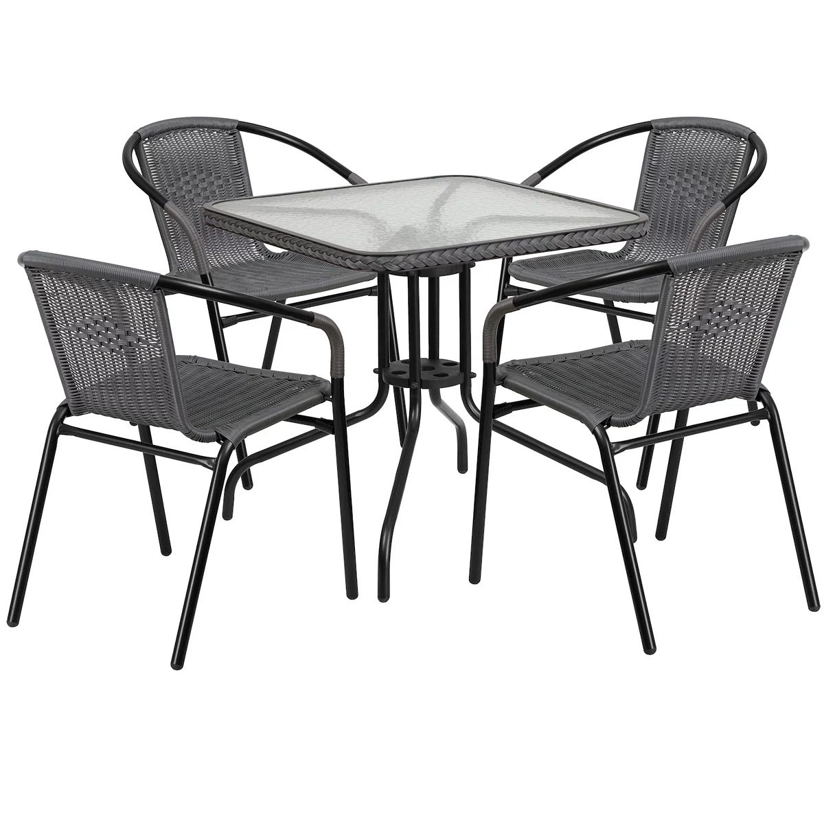 Flash Furniture Rattan Square Patio Table & Chair 5-piece Set | Kohl's