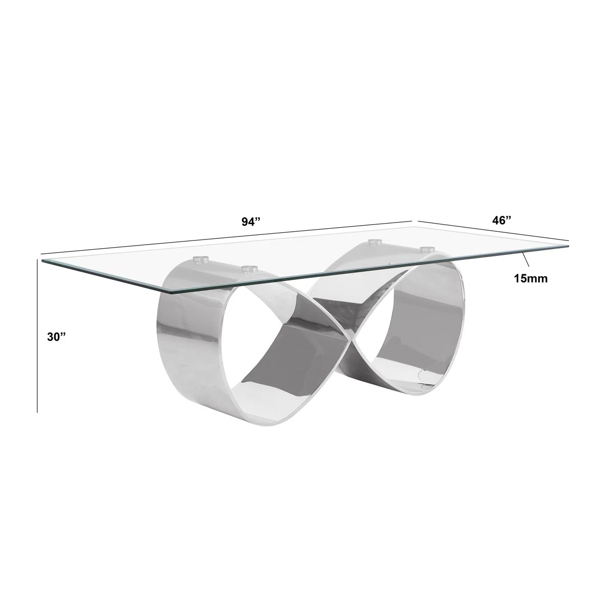 Grand Tempered Glass Dining Table With Stainless Steel Base | Wayfair North America