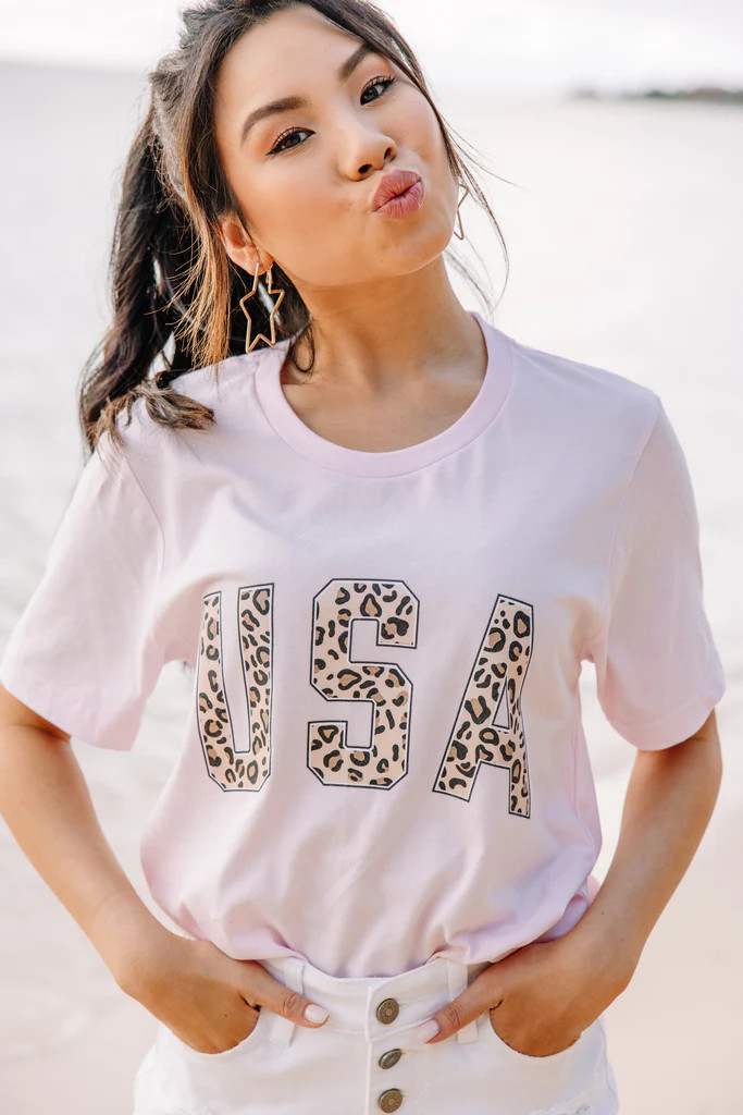 USA Leopard Pink Graphic Tee | The Mint Julep Boutique
