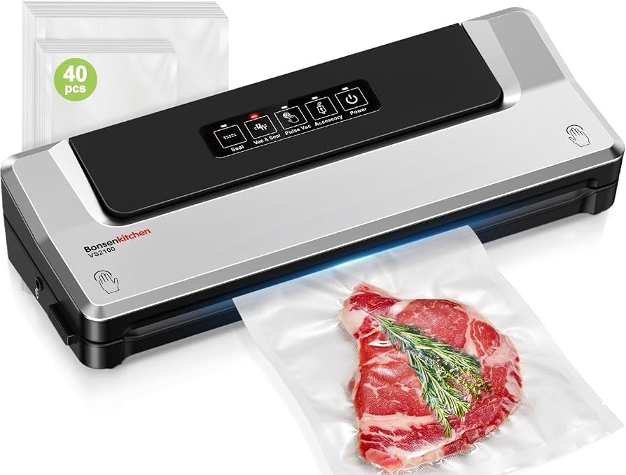 Bonsenkitchen Vacuum Sealer Machine with 40 Bags | Compact Food Sealer for Kitchen Storage & Meal... | Amazon (US)