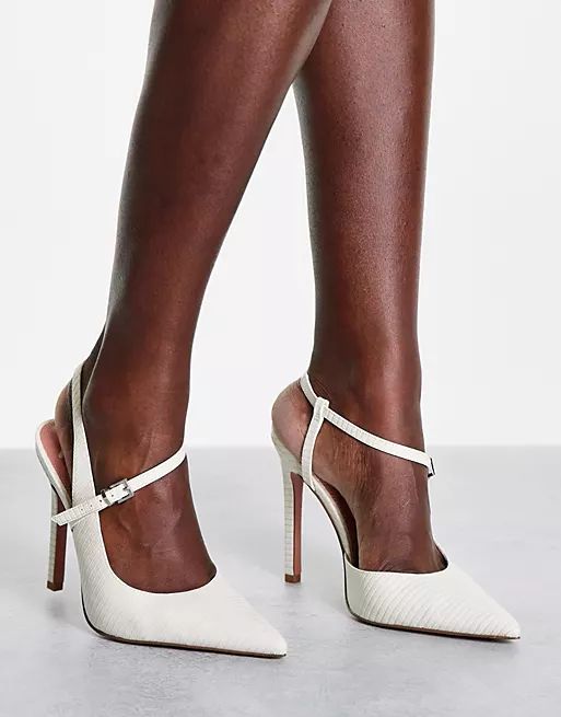 ASOS DESIGN Piano asymetric high heeled shoes in white | ASOS (Global)