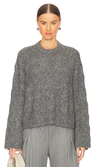 Adria Cable Sweater in Charcoal Grey | Revolve Clothing (Global)