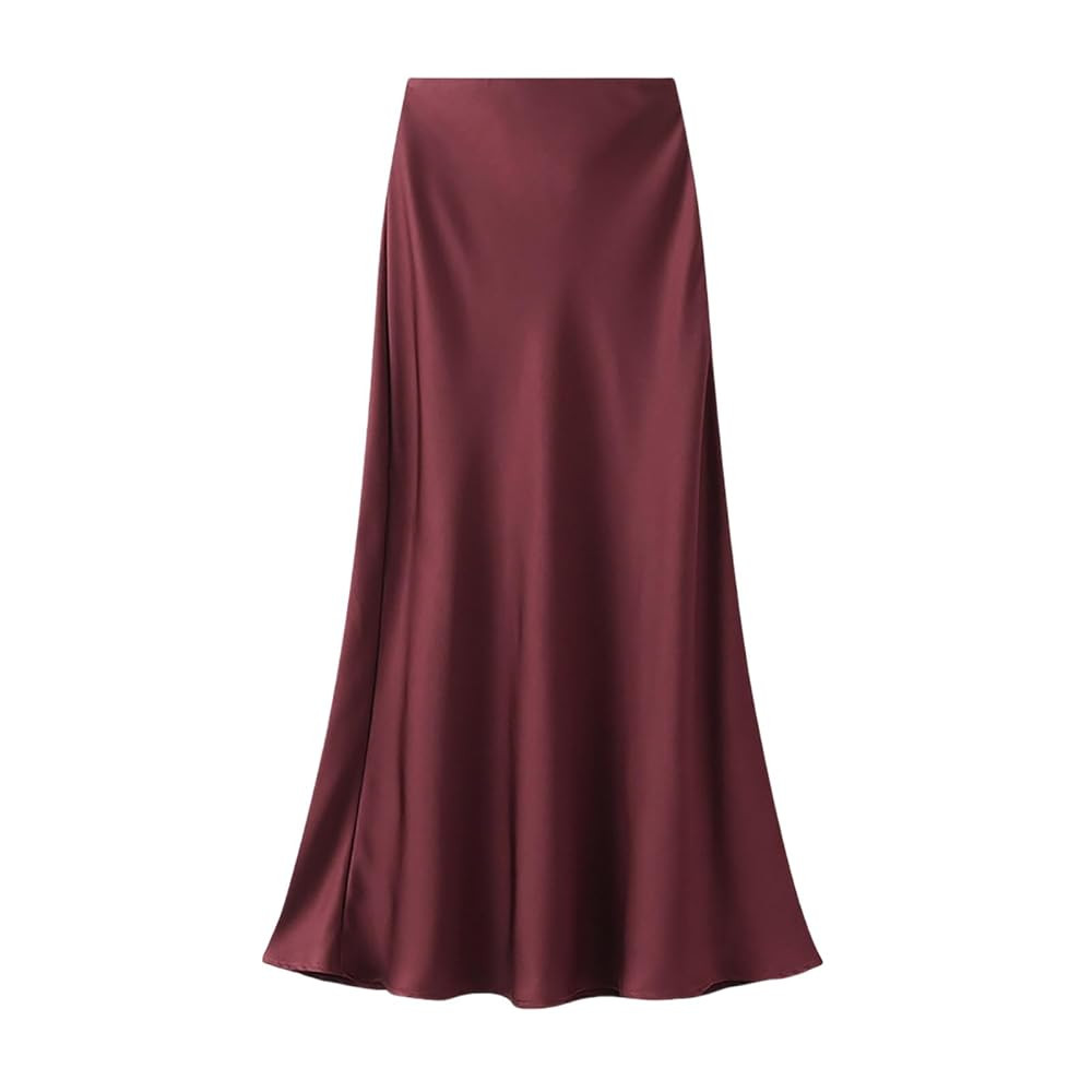 Women's Satin High Waist Skirt,Silk Skirts for womenSummer Casual Sexy Midi Length Elastic Skirt | Amazon (UK)
