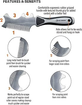 ROLLINGDOG 4 in 1 Paint Brush Comb,Brush Roller Cleaner Tool, Heavy Weighted for Sufficient Clean... | Amazon (US)