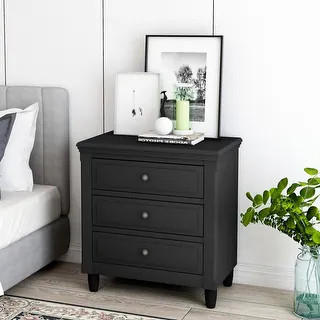 Black 3-Drawer Side Table Nightstand | Bed Bath & Beyond
