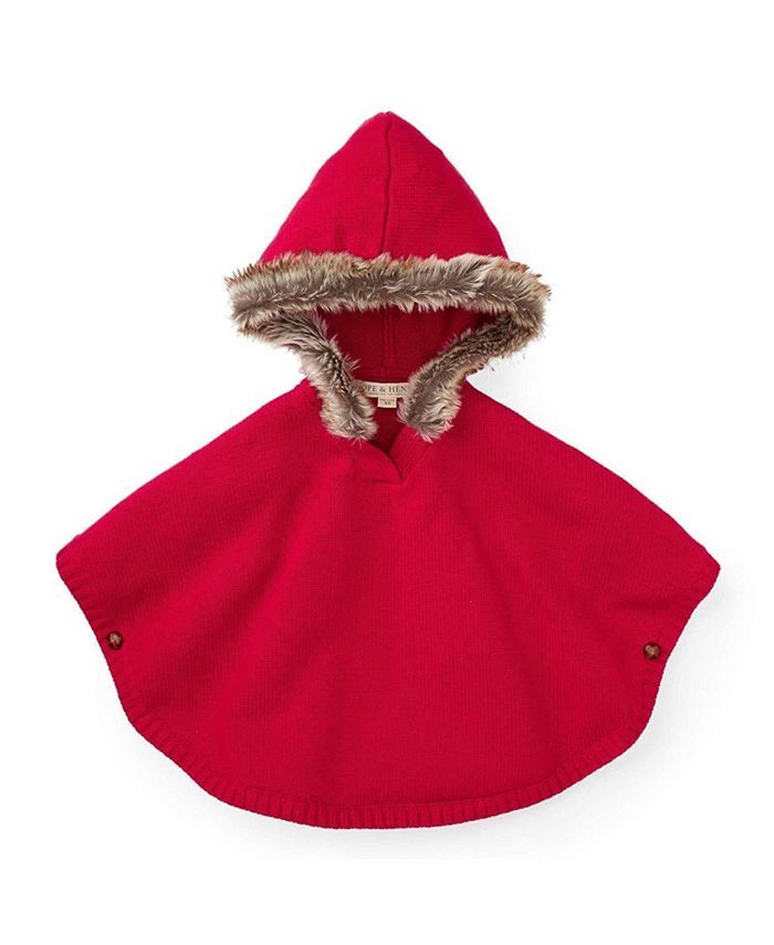 Hope & Henry Hope  Henry Girls' Sweater Cape with Faux Fur, Kids & Reviews - Sweaters - Kids - Ma... | Macys (US)