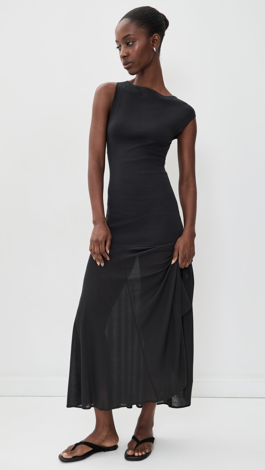 St. Agni Fine Jersey Circle Hem Dress Charcoal XL | Shopbop