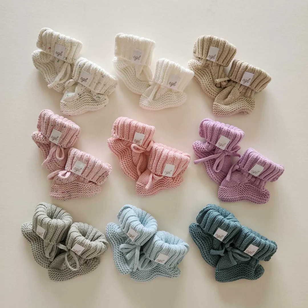 Knit Baby Booties- 100% Cotton Booties, Birth Announcement Outfit, Baby Shower Gift 0-6 mos | Etsy (US)