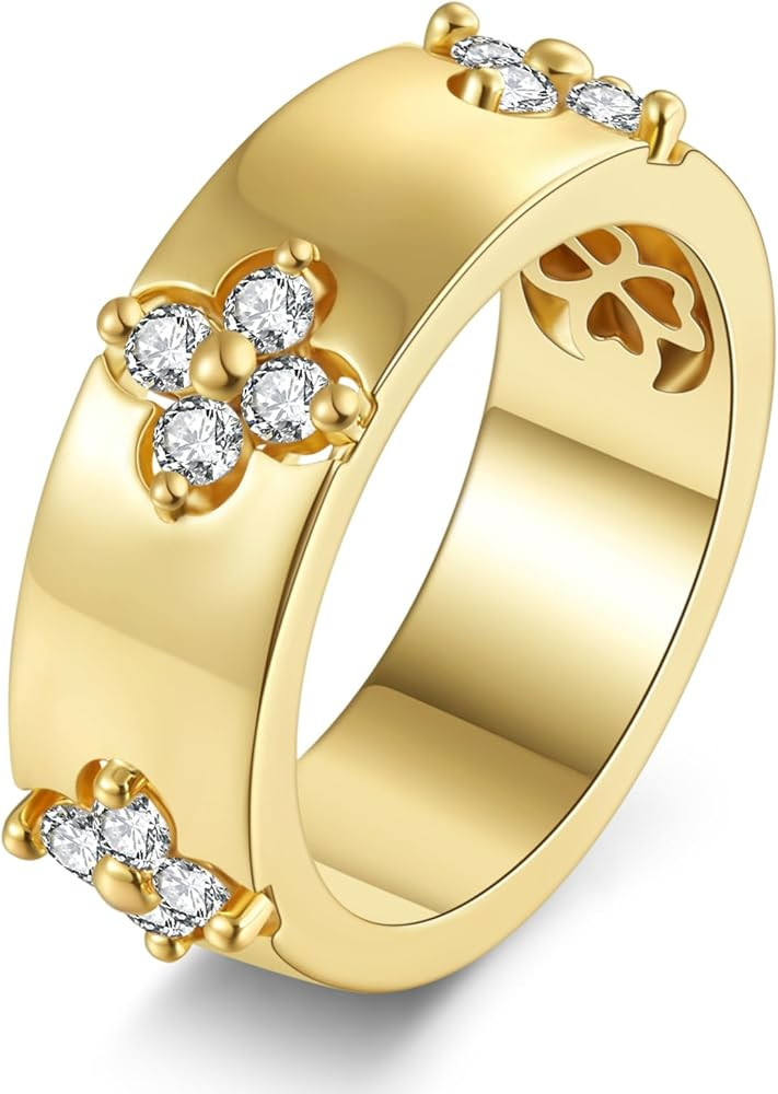 Clover Moissanite Engagement Ring for Women, 14K Gold/White Gold Plated Wedding Promise Bridal Ba... | Amazon (US)