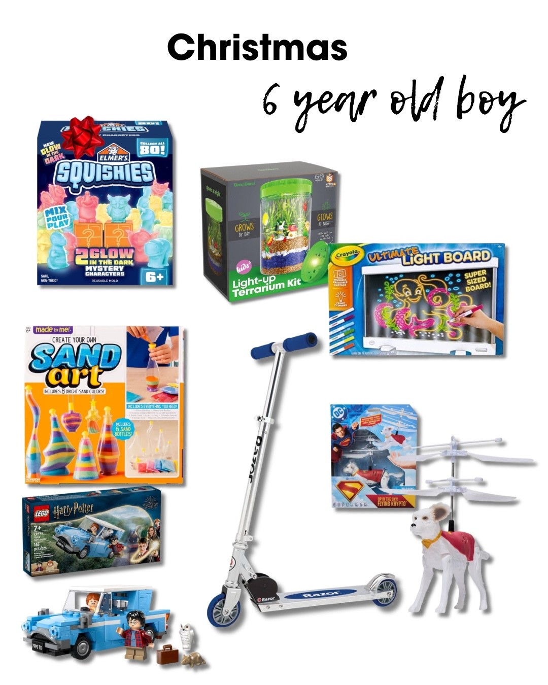 6 year old boy
Superman
Harry Potter
Lego
Krypto
Crayola drawing board
Light up 
Glow in the dark
Squishies
Elmer
Scooter
Razor
Terrarium
Fun
Cute
Indoors 
Sand art
Outdoors
Gifts
Nephew
Brother
Son
Cousin
5 year old boy
7 year old boy 
Party
Christmas
Birthday


#LTKGiftGuide #LTKKids #LTKHoliday