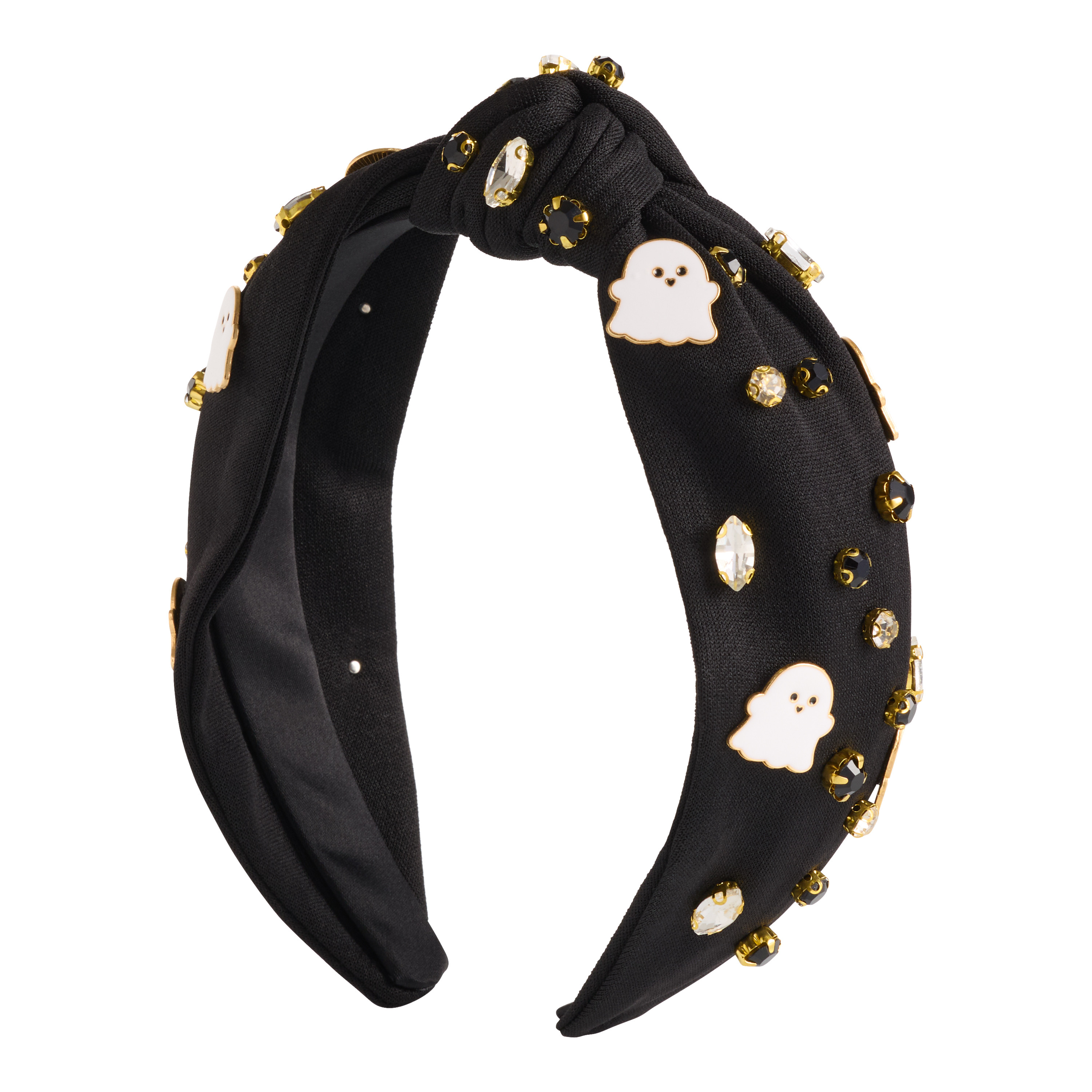 Black and White Halloween Ghost Jeweled Knotted Headband | World Market