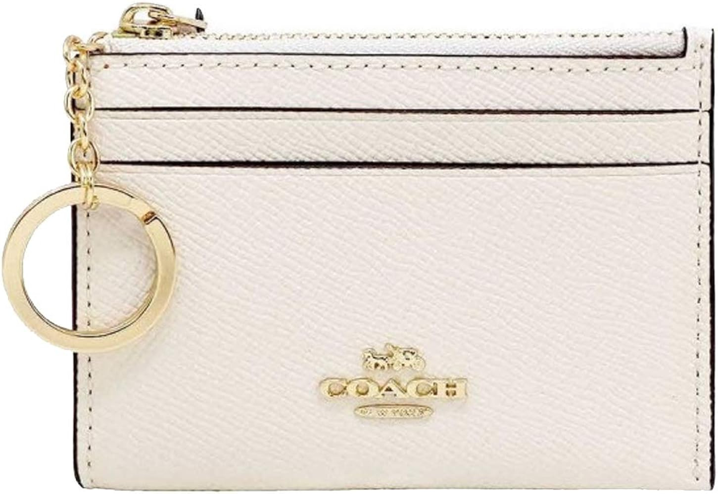 Coach Crossgrain Mini Skinny ID Key Ring Card Case Chalk, Small | Amazon (US)
