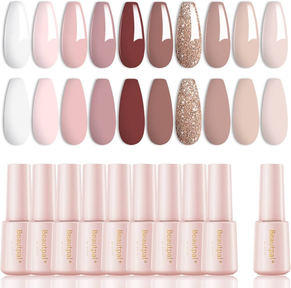 Beautpal Nude Gel Polish 10 Pcs All Seasons Skin Tones Gel Nail Polish Nude Pink Neutral Soak Off... | Amazon (US)