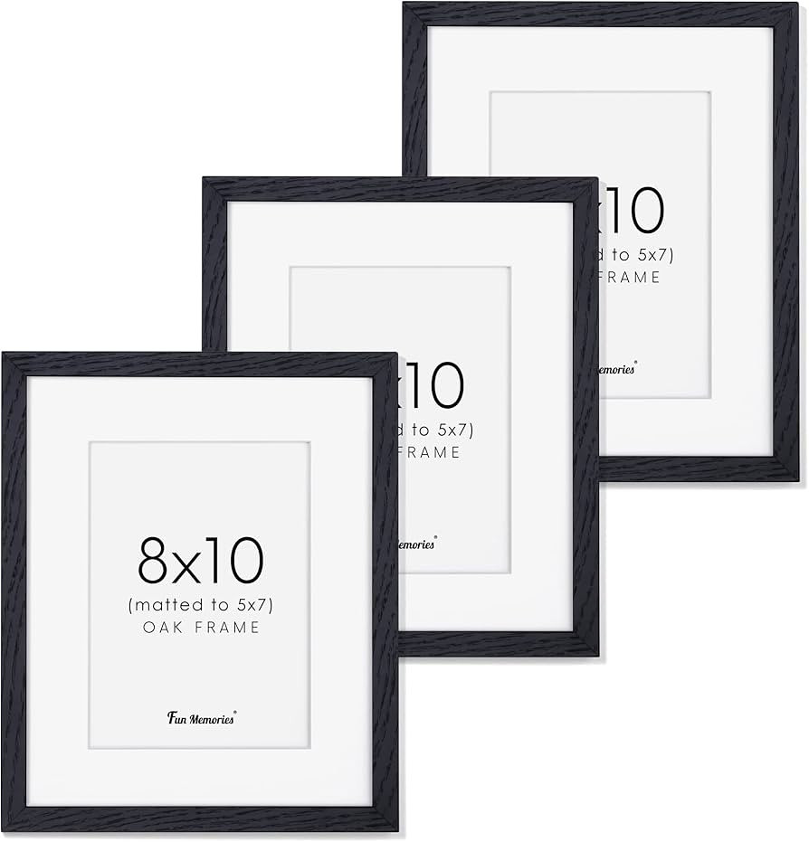 Fun Memories Black Wood Picture Frame 8x10, Solid Oak Wood Frames 8"x10" Set of 3, 8 x 10 Photo F... | Amazon (US)