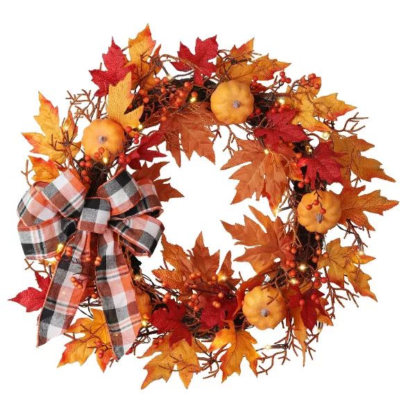 26in Pre-lit LED Plaid Wreath - Haute Décor | Target