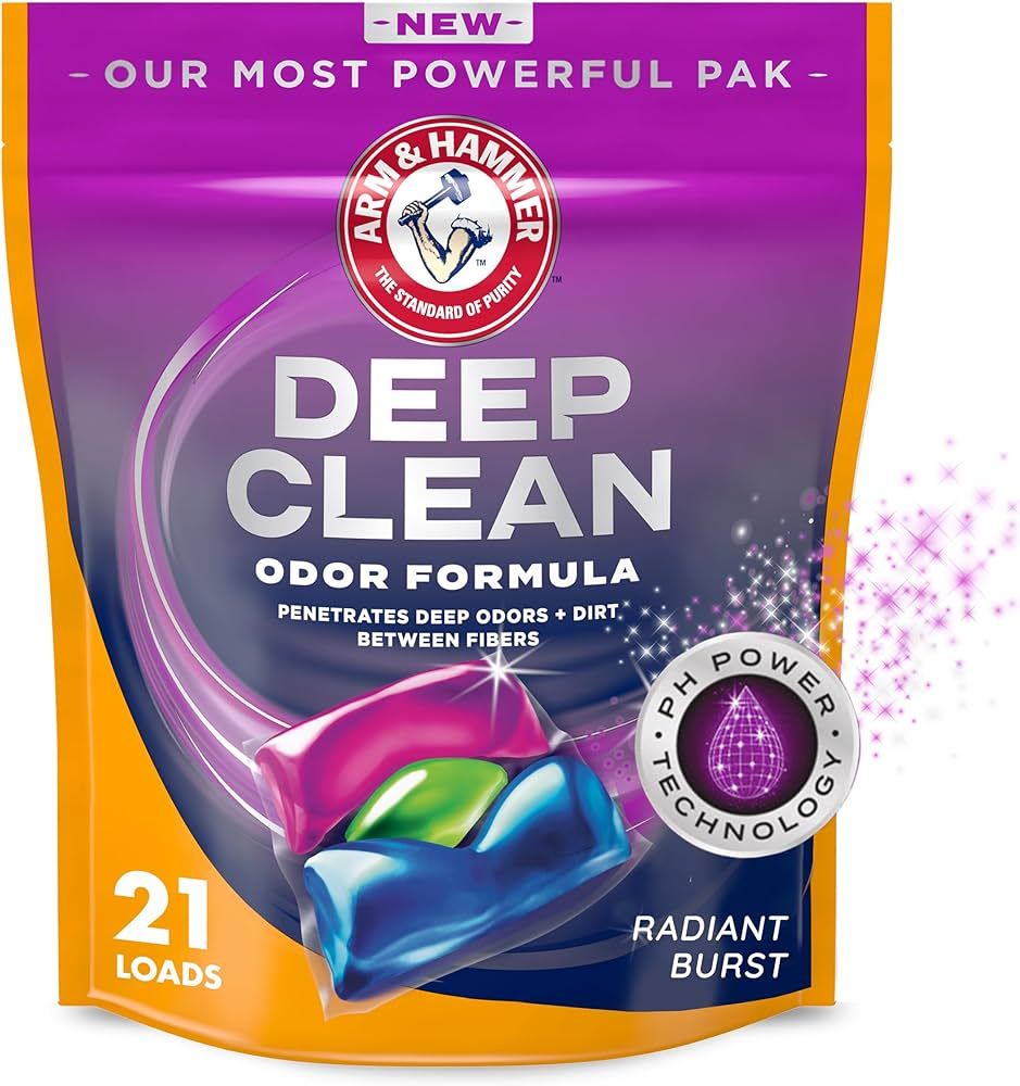 Amazon.com: ARM & HAMMER Deep Clean Odor Formula Laundry Detergent Power Paks, 21 ct. : Health & ... | Amazon (US)