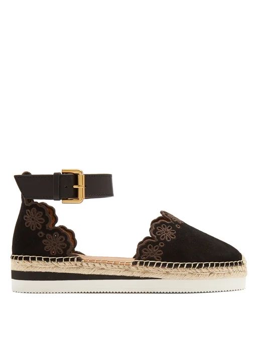 Flower laser-cut suede flat espadrilles | See By Chloé | Matches (US)