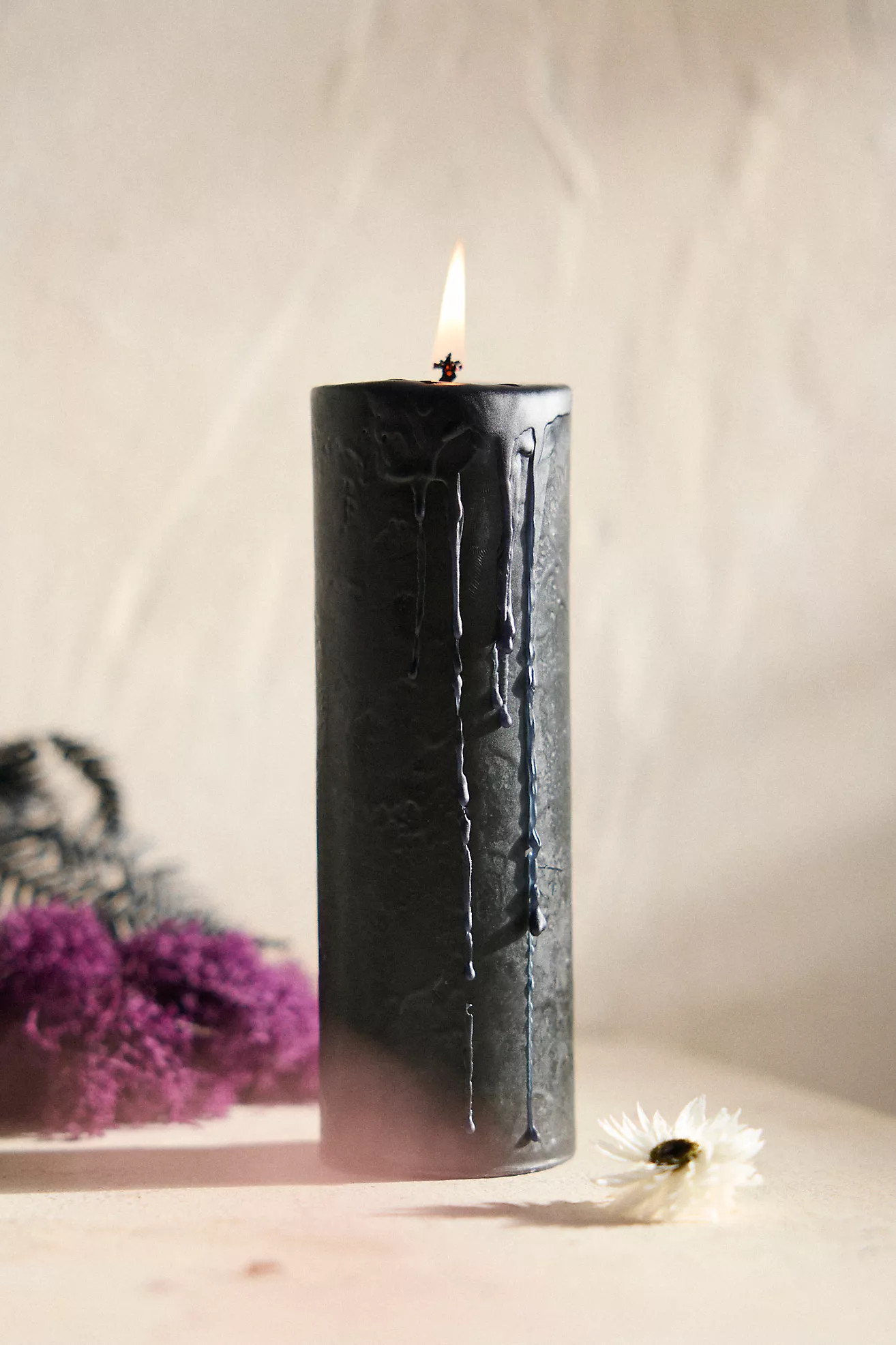 Black Pillar Candle, Unscented | Terrain
