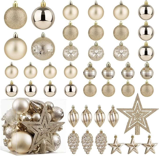 Christmas Ball Ornaments - 43pcs Shatterproof Christmas Tree Decorative Hanging Ornaments with Lo... | Amazon (US)