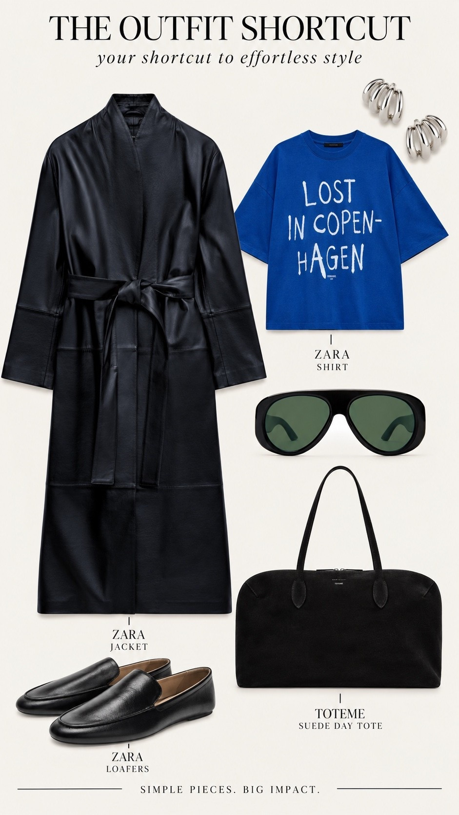 this outfit is what happens when the basics are good enough to do all the work. The blue tee keeps all the black from feeling too serious, and the Zara leather coat makes the whole thing look expensive without trying too hard. Love the loafers too

#LTKOver40 #LTKWorkwear #LTKootd