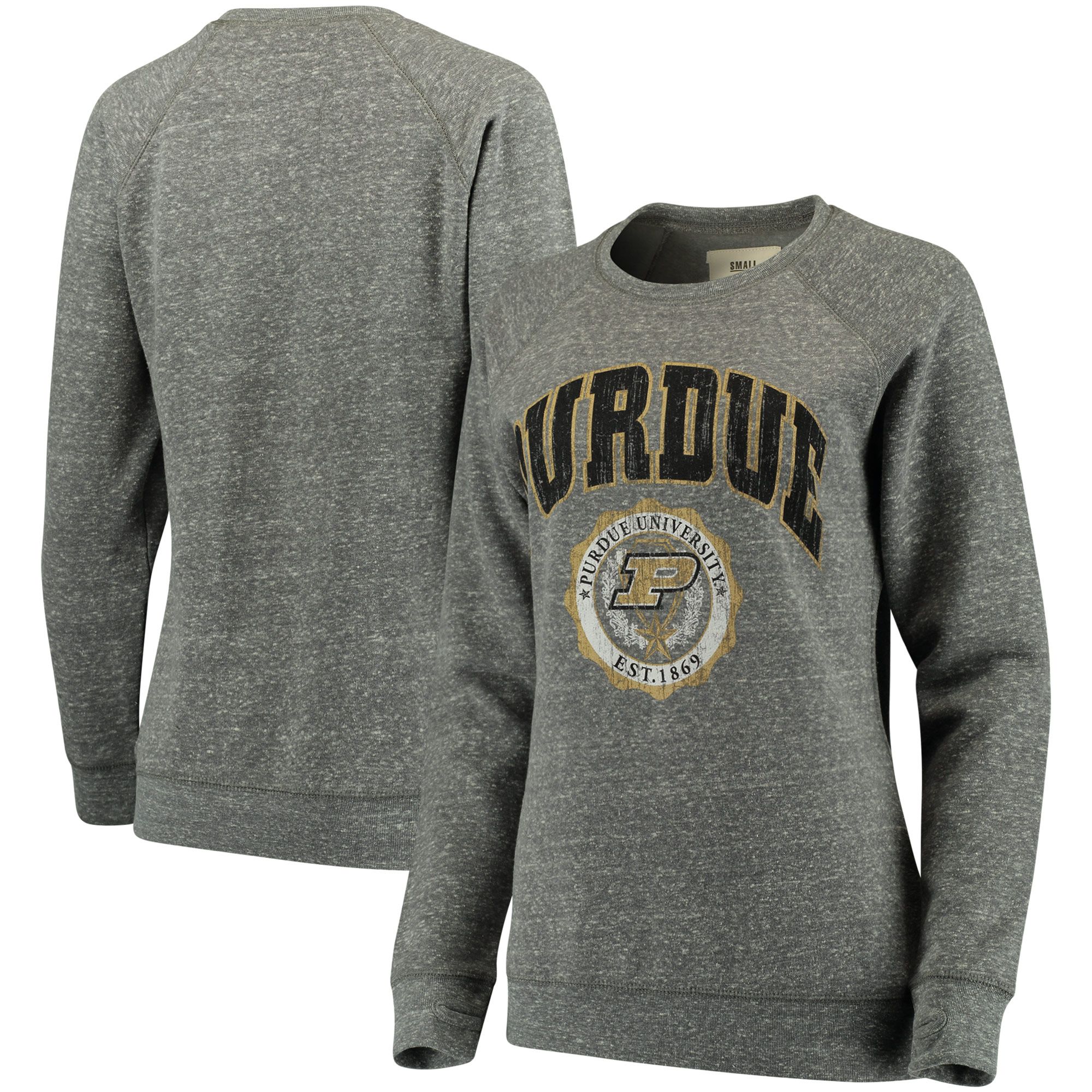 Purdue Boilermakers Pressbox Women's Edith Vintage Knobi Pullover Sweatshirt - Heathered Gray | Fanatics