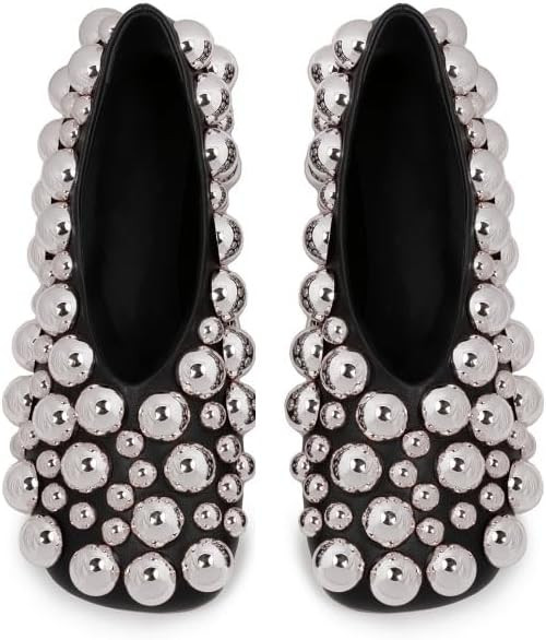 Saint Leia Women's Black Ballet Flats Shoes with Gold Silver Pearls Ideal for Work Parties Everyd... | Amazon (US)