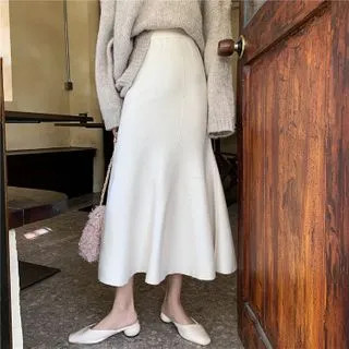 Midi Knit A-Line Skirt | YesStyle Global