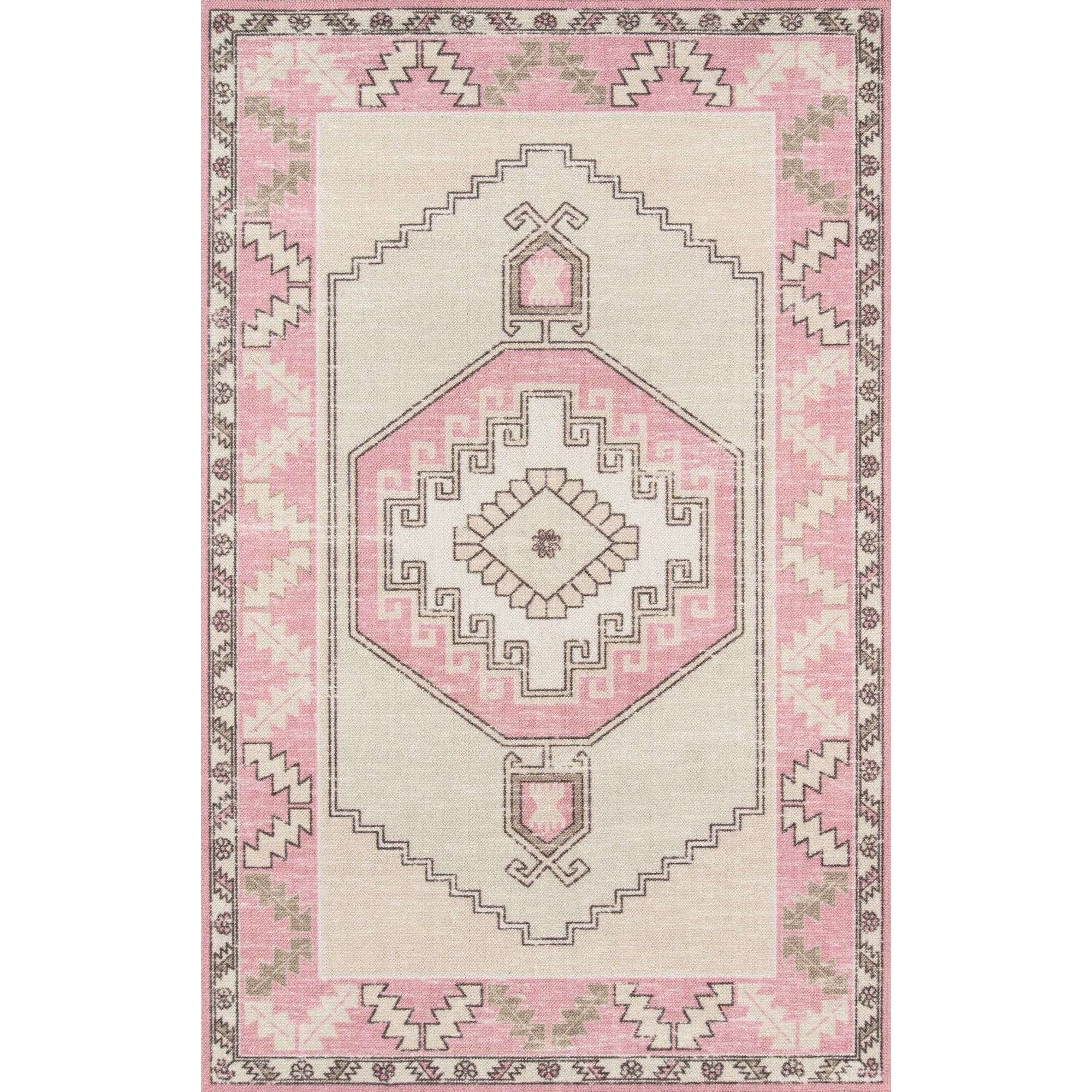Momeni Anatolia Wool and Nylon Machine Made Pink Area Rug 5'3" X 7'6" | Walmart (US)