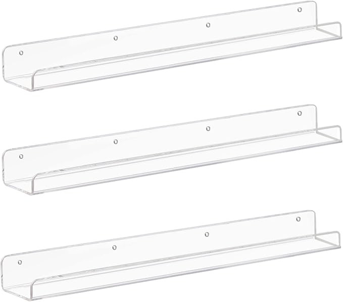 Weiai Clear Acrylic Shelves 24 inches, Floating Wall Bookshelf for Kids, Transparent Book Shelf L... | Amazon (US)