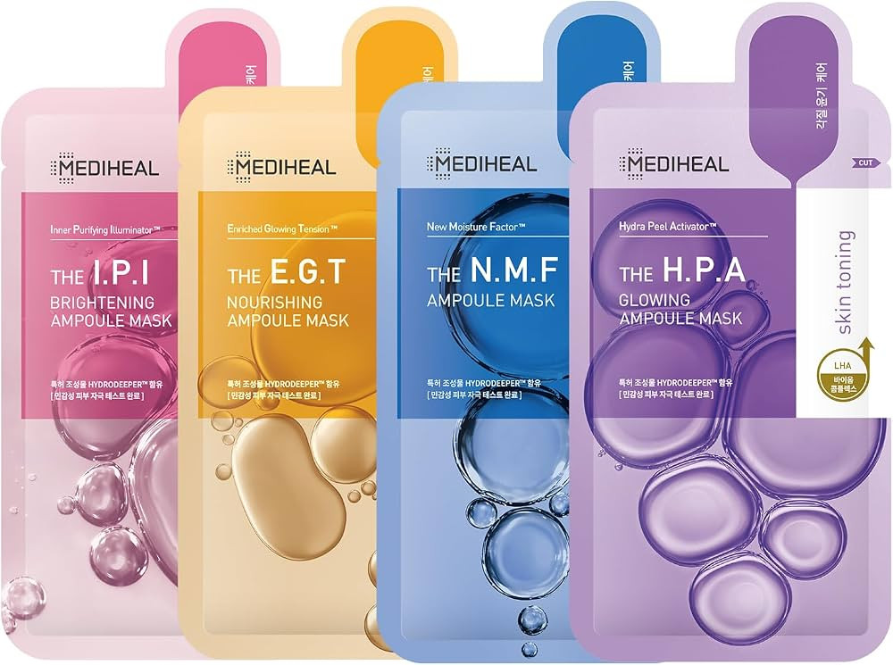 Mediheal Korean Ampoule Combo Mask Sheet Pack of 8 - E.G.T, I.P.I, N.M.F, H.P.A - Value Variety P... | Amazon (US)