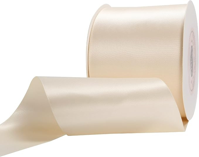 VATIN 3 inch Double Faced Polyester Cream Satin Ribbon - Continuous10 Yard Spool,Perfect for Bows... | Amazon (US)