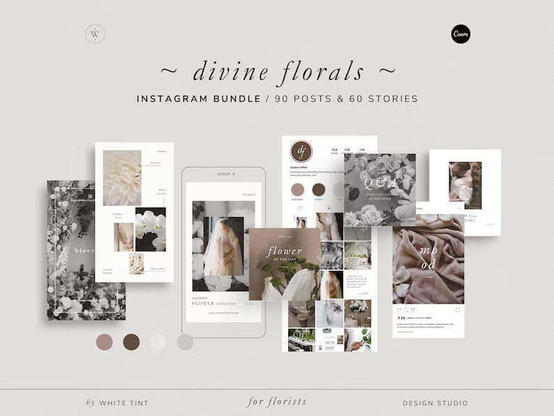 Aesthetic Instagram Bundle for Wedding Florists and Floral Designer, Modern Canva Social Media Te... | Etsy (US)
