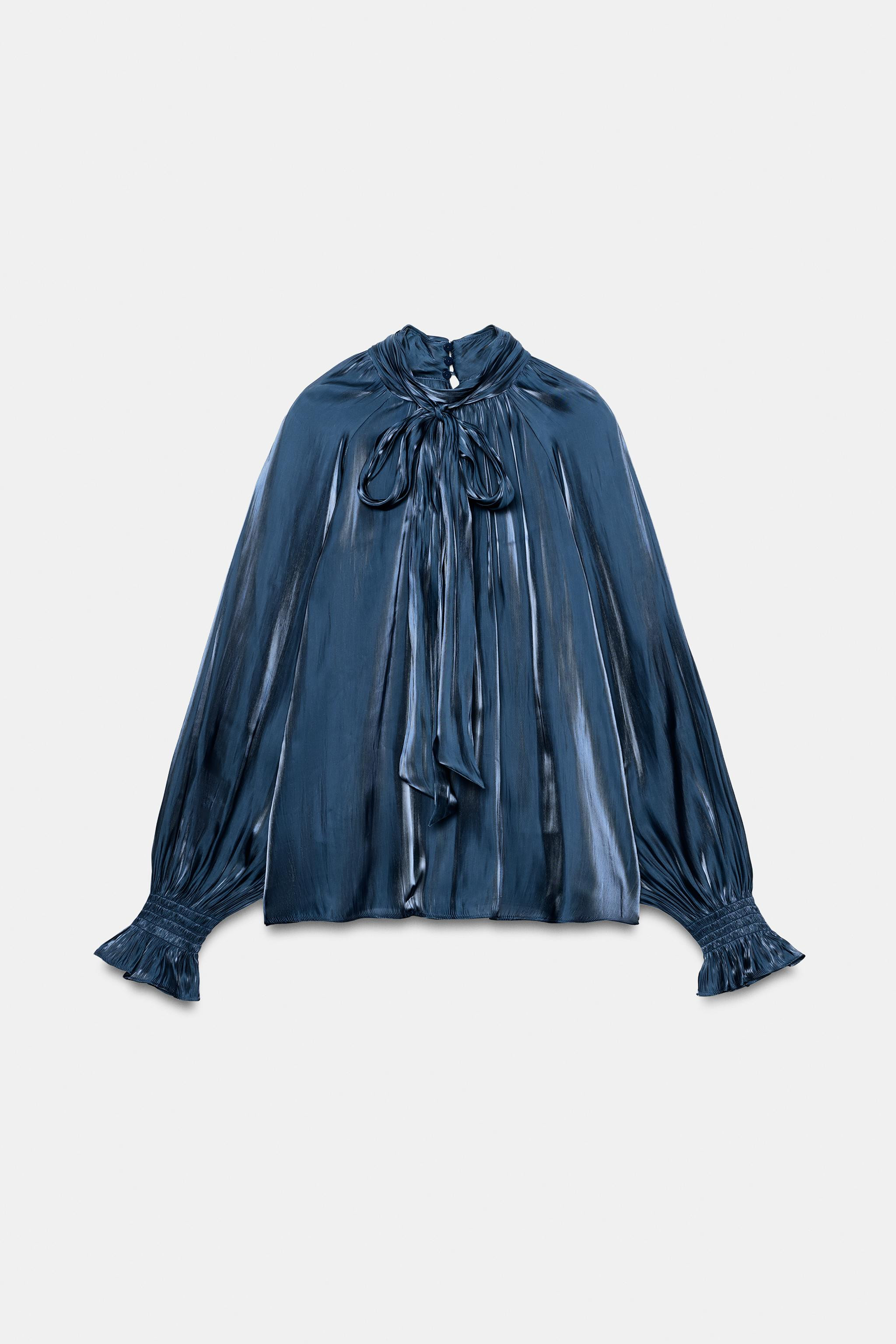 SATIN TIE BLOUSE | Zara US