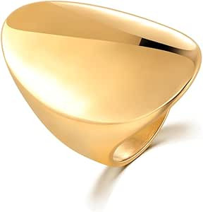 Chunky Oval Ring for Women Thick Dome Statement Ring Stainless Steel Stacking Ring Thick Finger B... | Amazon (US)