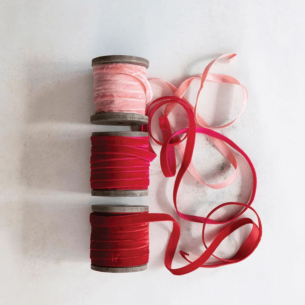 Velvet Ribbon w/ Wood Spool - 6 Color Options | Shop Sweet Lulu