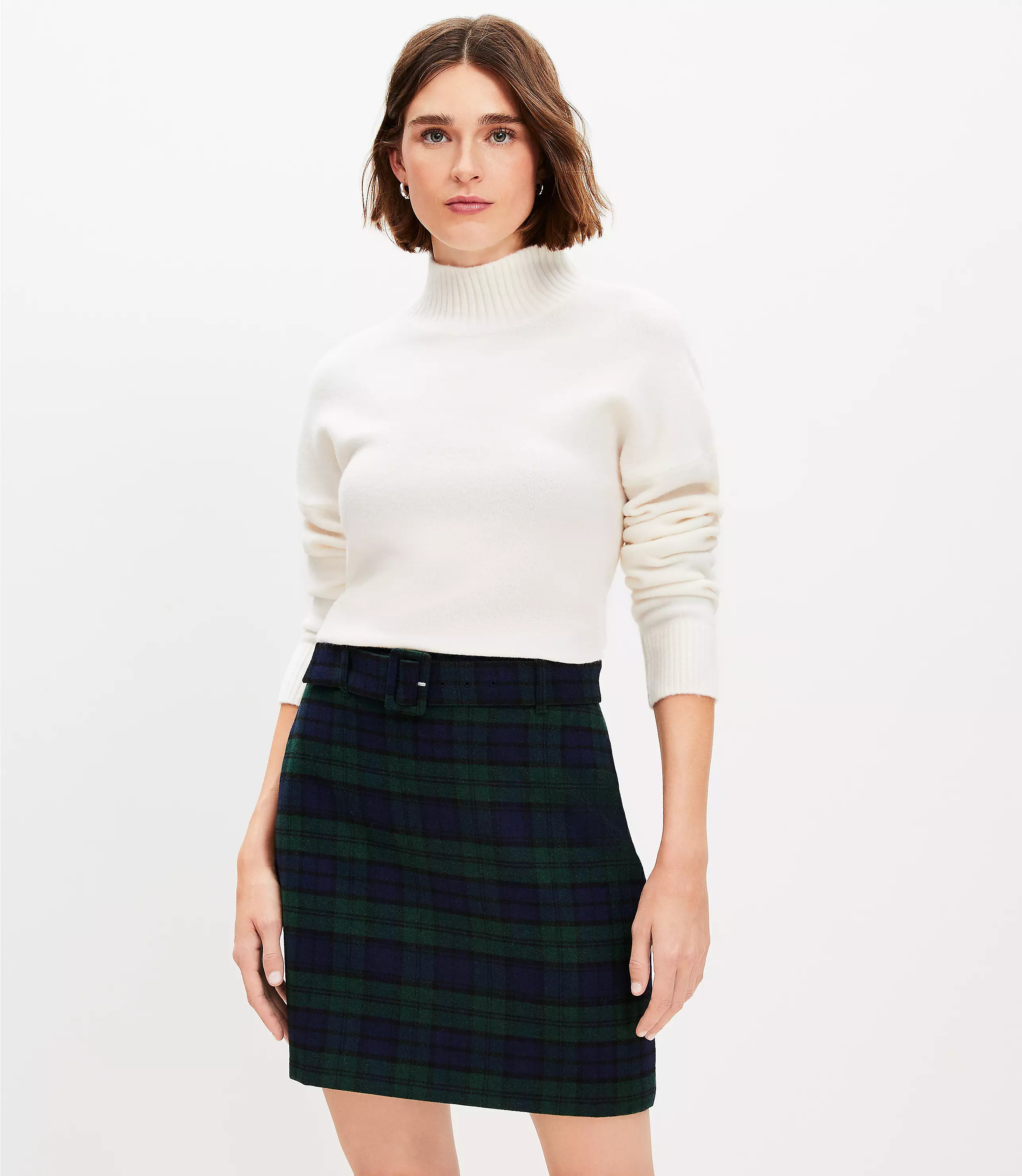 Petite Plaid Belted Skirt | LOFT